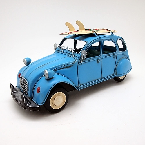 ブリキの車 フィアット(FIAT)キャリングカー／ライトブルー(Mサイズ)