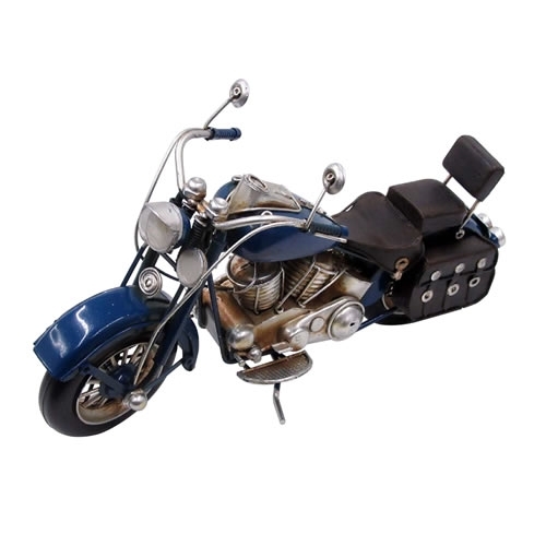ブリキのバイク アメリカンヴィンテージオートバイ／ブルー(Mサイズ)