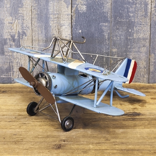 ブリキの飛行機 イギリス戦闘機／ライトブルー(Mサイズ)