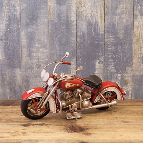 ブリキのバイク ハーレーダビッドソンモデルアメリカンオートバイ／レッドフォックス(Mサイズ)