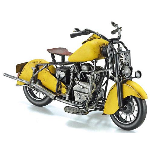 ブリキのバイク インディアン(Indian)スカウトモデル ヴィンテージオートバイ／イエロー(Lサイズ)