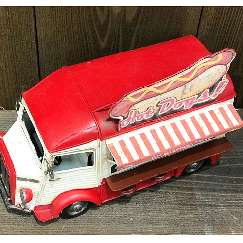 ブリキの車 キッチンカー／ホットドッグショップ(Mサイズ)
