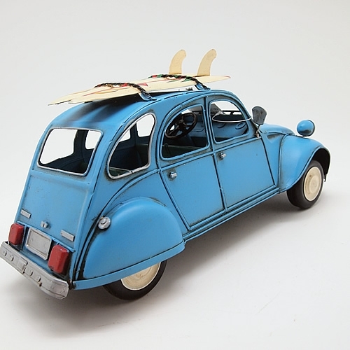 ブリキの車 フィアット(FIAT)キャリングカー／ライトブルー(Mサイズ)