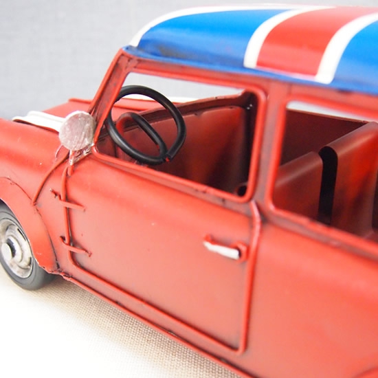 ブリキの車 ユニオンジャックミニクーパー・クラシックミニ (ローバーミニ) ／レッド(Mサイズ)【取り寄せ品／納期1週間前後】