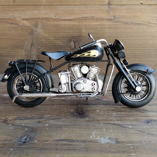 ブリキのバイク ハーレーダビッドソンモデルアメリカンオートバイ／ブラック(Mサイズ)【取り寄せ品／納期1週間前後】