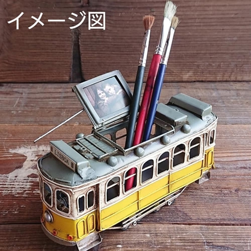 ブリキの路面電車フォト&ペンスタンド(写真&ペン立て)／リスボントラム(Sサイズ)【取り寄せ品／納期1週間前後】