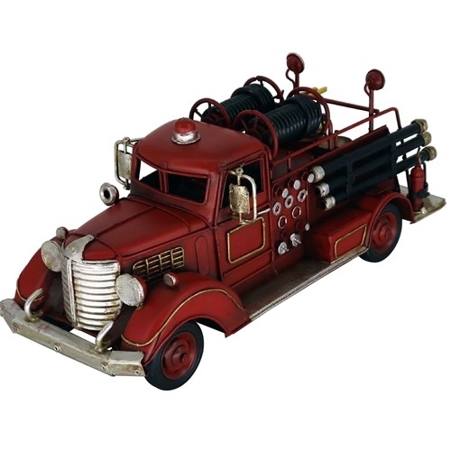 ブリキの車 レトロ消防車 ポンプ車(Mサイズ)