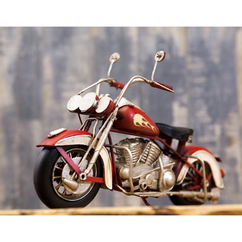 ブリキのバイク ハーレーダビッドソンモデルアメリカンオートバイ／レッドフォックス(Mサイズ)