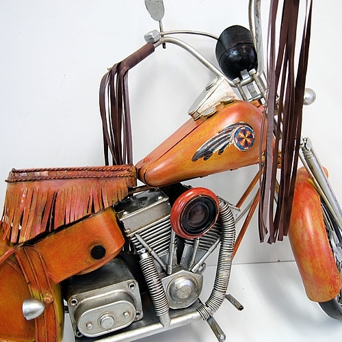 【送料無料】ブリキのバイク インディアン(Indian)カスタムオートバイ／ウエスタン(LL特大サイズ)【メーカー直送品】